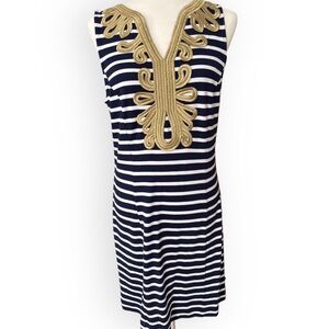 Crown & Ivy Blue and White Striped Shift Dress Size M
